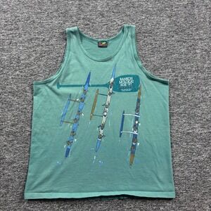Vintage 1997 Gecko Hawaii Surf Bankoh Molokai Graphic Tank Top Green Size XL